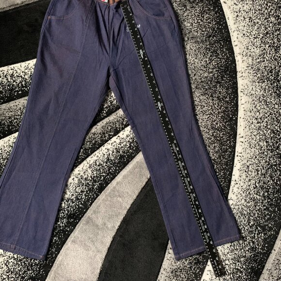 Women's Vintage Y2K 2000s Johnny Blaze Flame Embroidered Dark Denim Flare Jeans - Picture 4 of 5